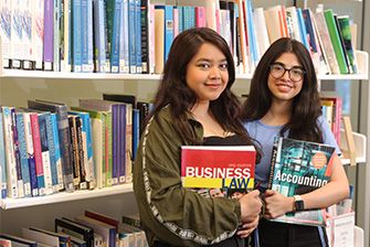 girl students in library