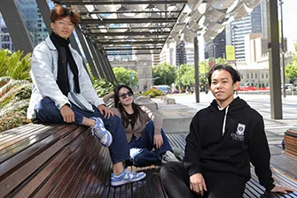 student sitting in college together