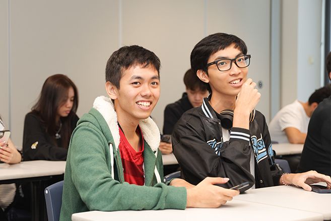 boy students in class room