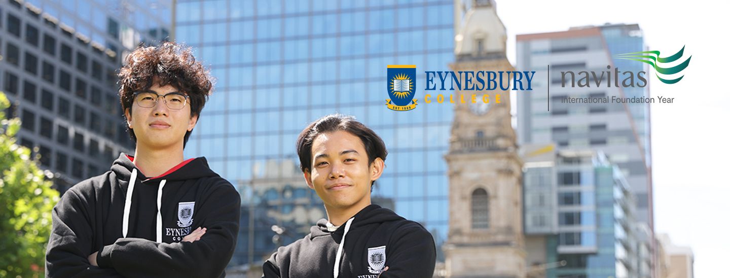 boy students with college building