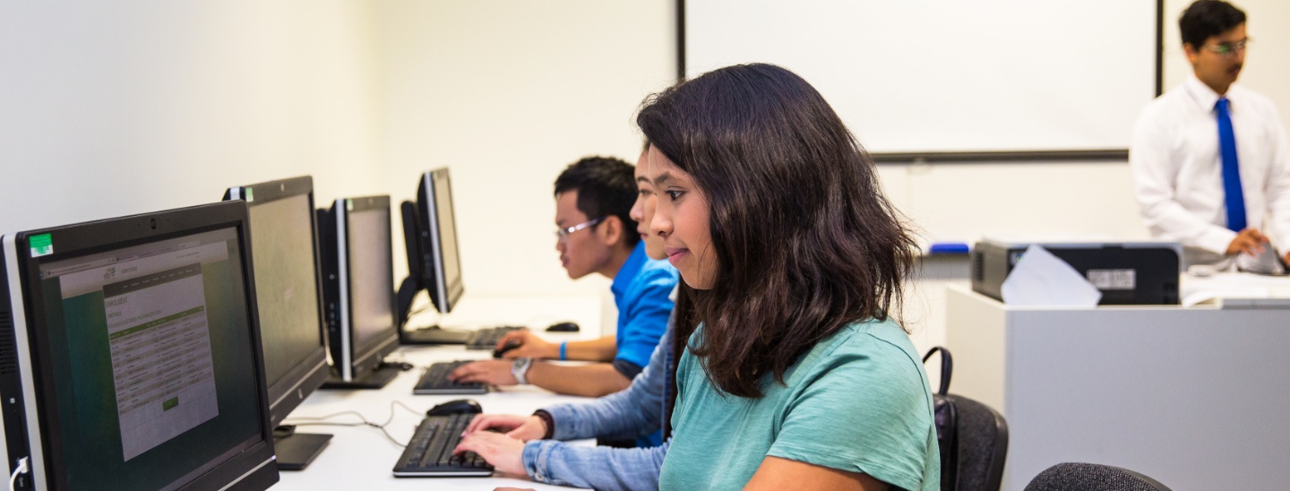 Female on computer