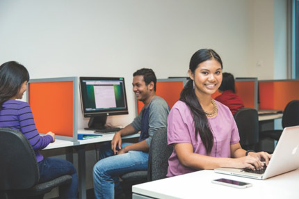 Female on computer