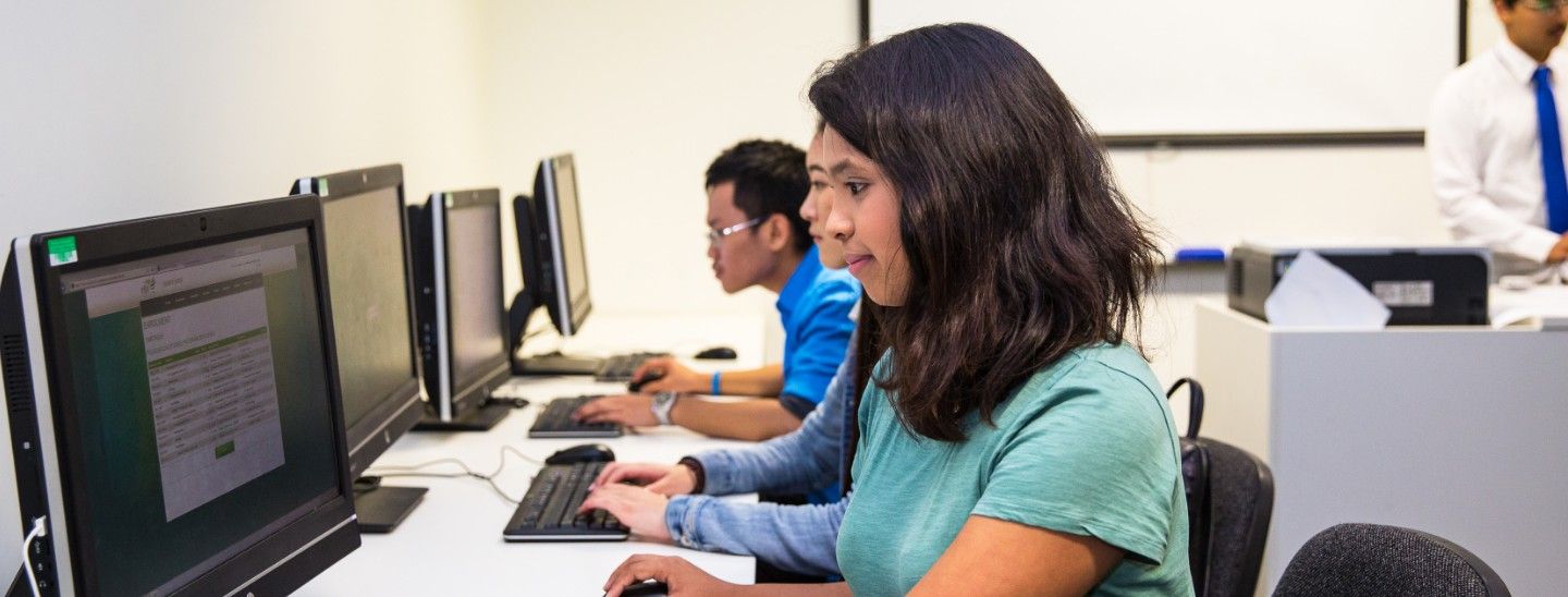 Group on computers in class