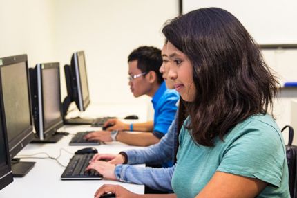 Group on computers in class