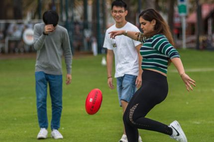 Group playing football