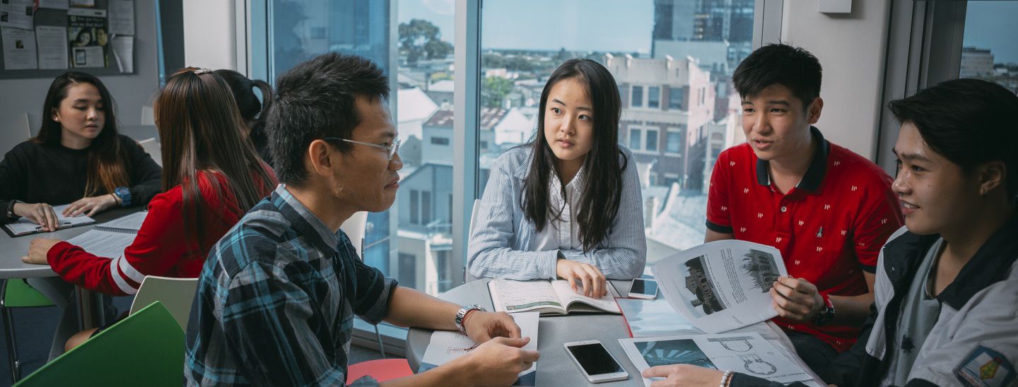Group sitting and studying