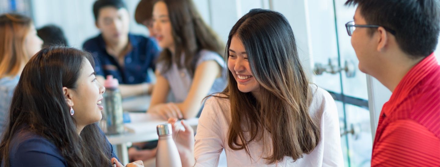 Group sitting and talking