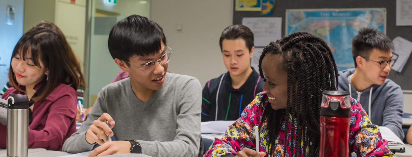 Group studying in classroom