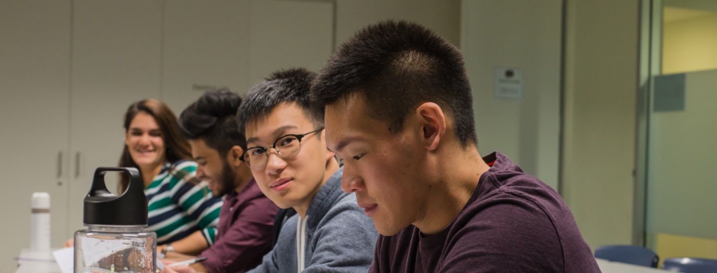 Group studying in classroom